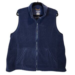 L.L Bean‎ Women's Classic Fleece Vest Blue Full Zip Front Lightweight Hiking 2X